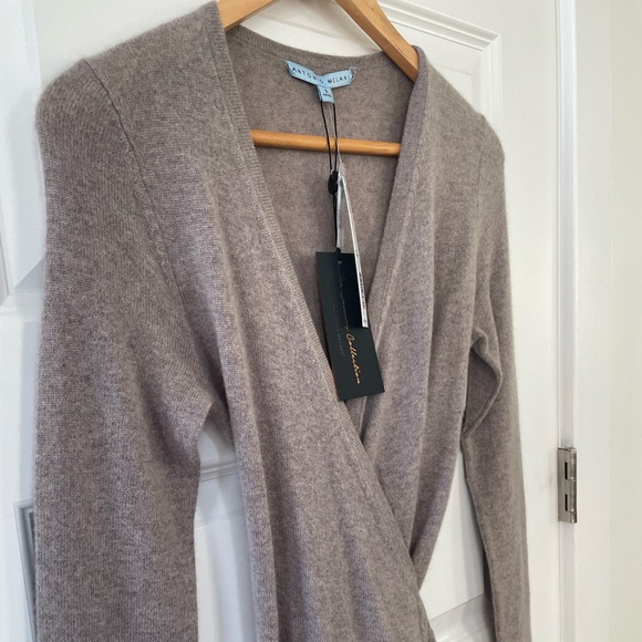 New! Antonio Melani Cashmere Wrap Tina Dress, Taupe, Small - Picture 3 of 8